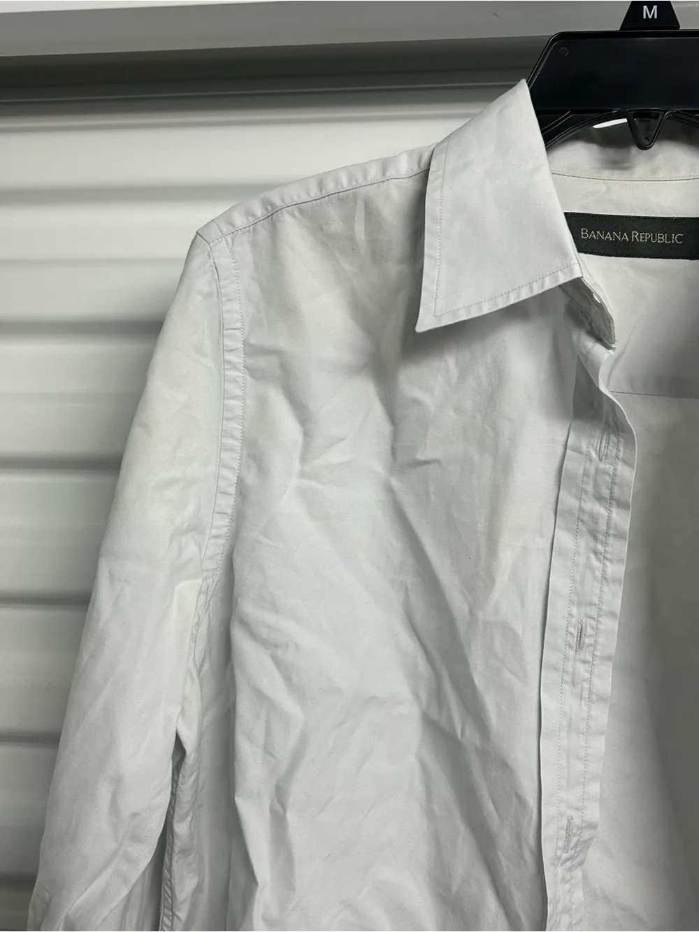 Banana Republic Men's Light White Button-Front Dress Shirt